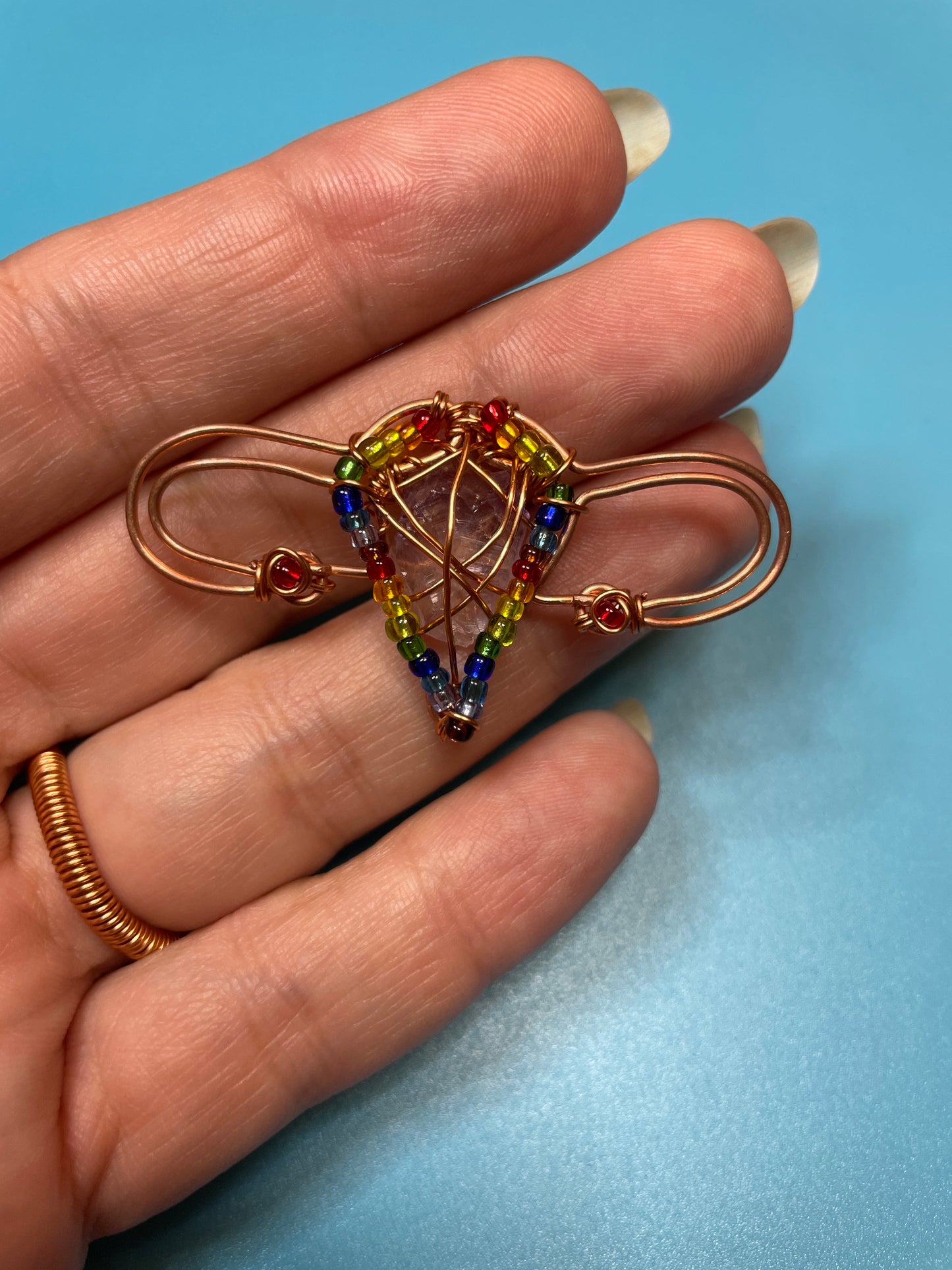 Rainbow Uterus with Amethyst Multifunctional Pendant