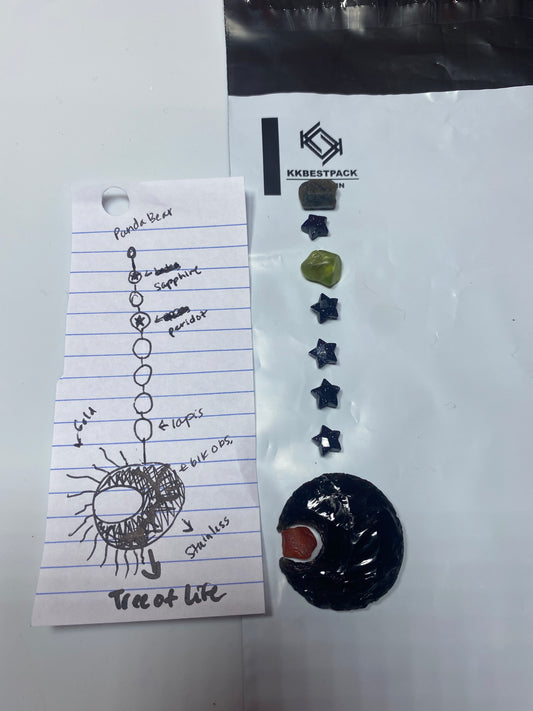Eclipse Sun & Moon Tree of Life Pendant & Lapis Earrings