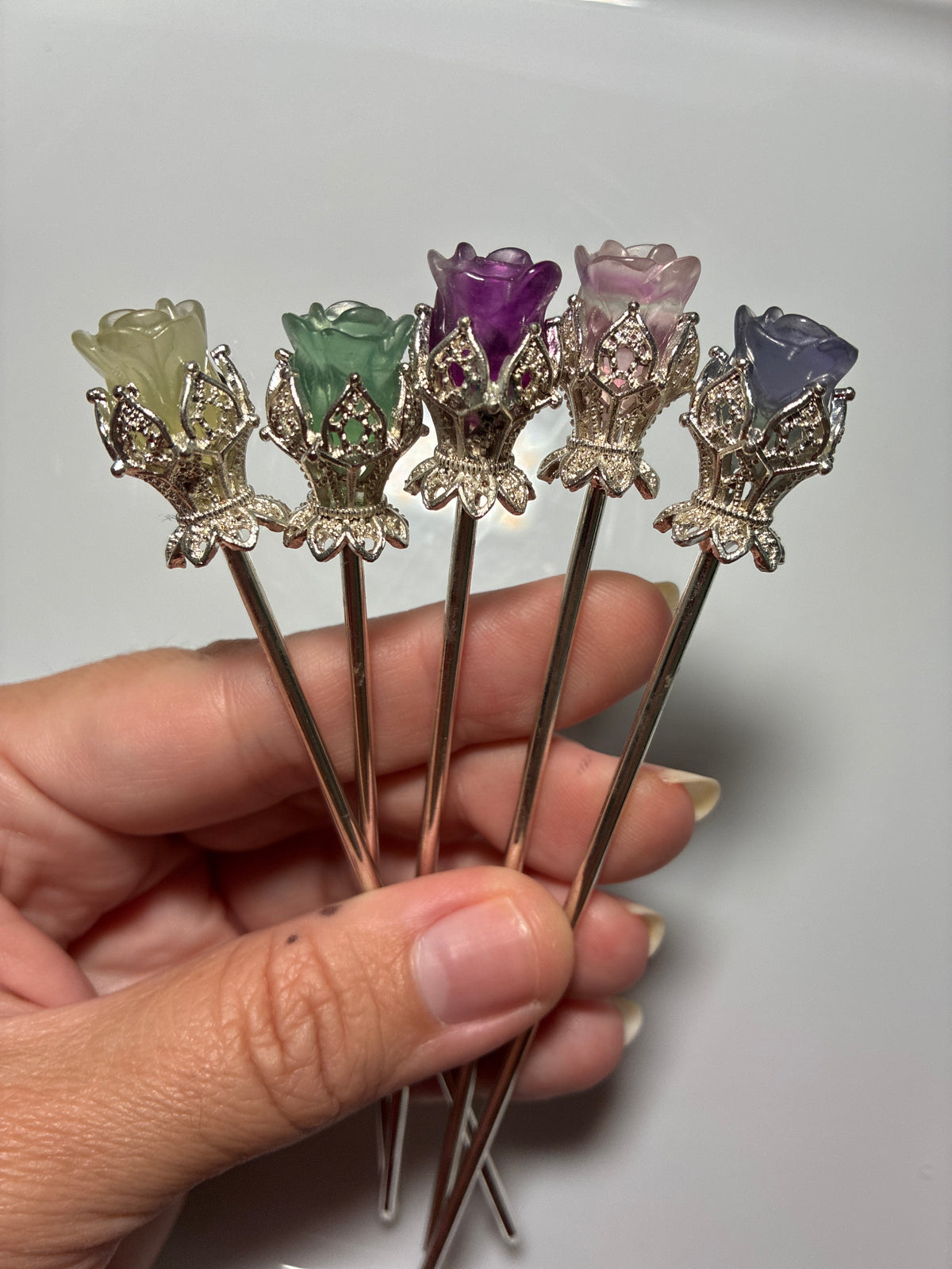Crystal Rose Hair Pins